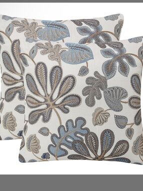 Mika Home Set Of 2 Jacquard Tropical Leaf Pattern Throw Pillow Covers